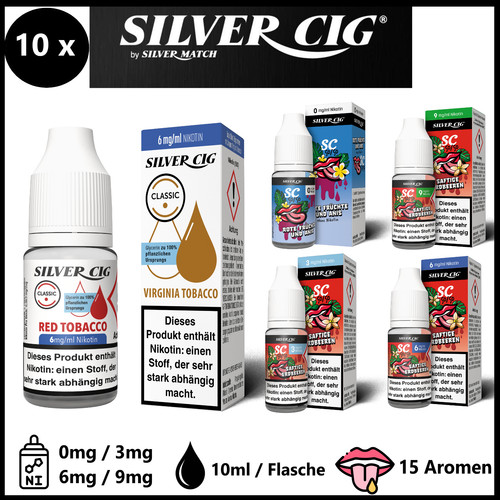 10x 10ml liquid silver - silver, cig