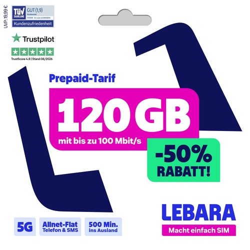 Lebara hello 120 prepaid - lebara,